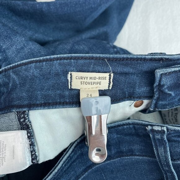 Madewell Curvy Mid-Rise Stovepipe Jeans Dark Wash Stretch Denim Womens 24 - Picture 9 of 15